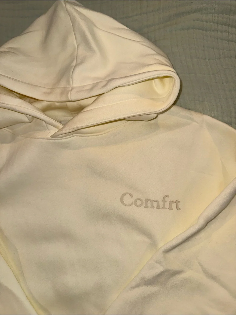 Comfort Brand Minimalist Style Hoodie Pullover in Buttercream, Size Large - Picture 2 of 5